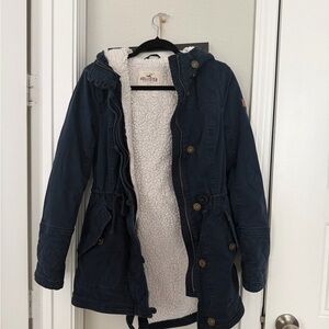 Hollister Navy Utility Jacket with White Lining